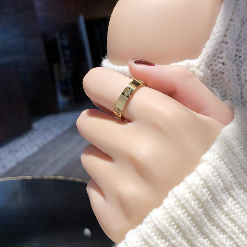 [Australia] - Gold Ring Women Teen Girls Rings 18K Gold Plated Titanium Steel with Cubic Zirconia Stones Ring Gift for Valentine's Day Birthday 5 