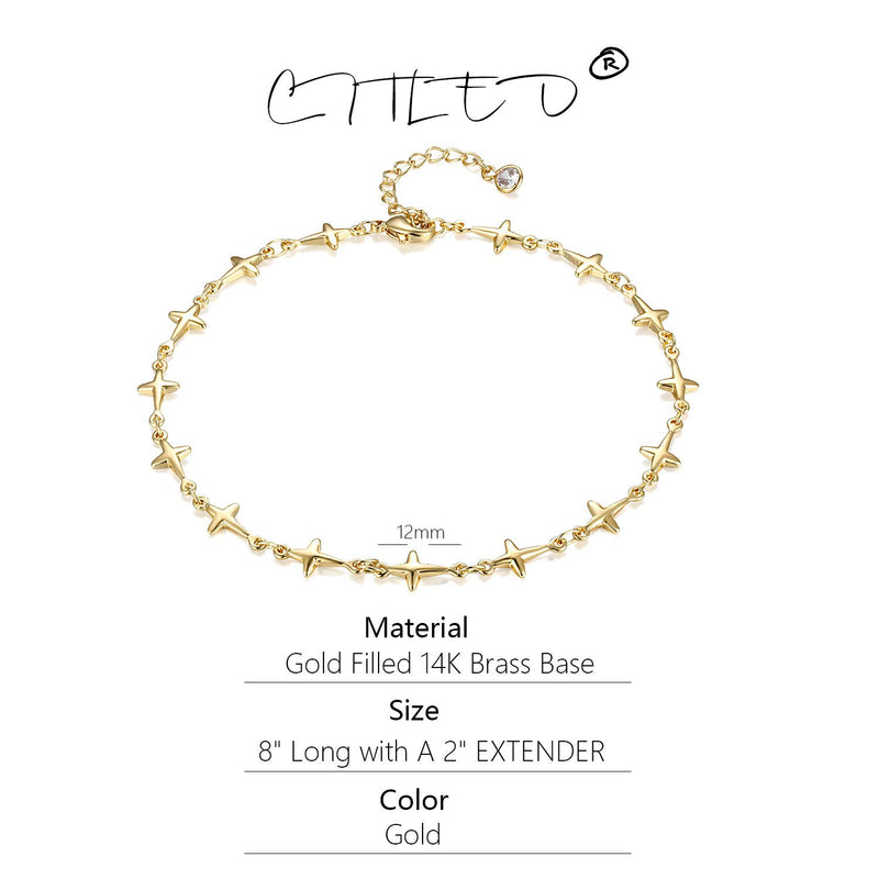 [Australia] - CITLED Women Chain Anklets Gold Dainty 14K Gold Filled Boho Beach Simple Handmade Foot Jewelry Gift Cross 