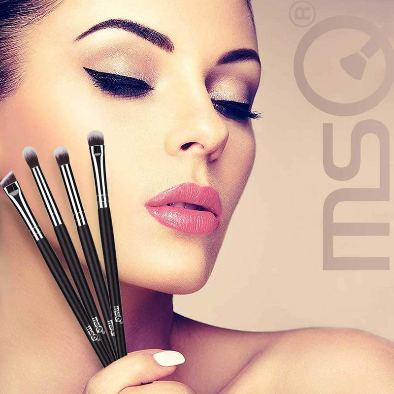 [Australia] - MSQ Eyeshadow Brushes Set 4pcs Makeup Eye Brushes Eyeshadow Blending Brush Eyebrow Highlighter Brush Beauty Brushes - Black 