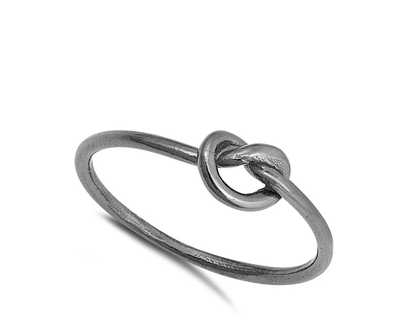 [Australia] - CHOOSE YOUR COLOR Sterling Silver Knot Ring Black-Tone – Size 2 