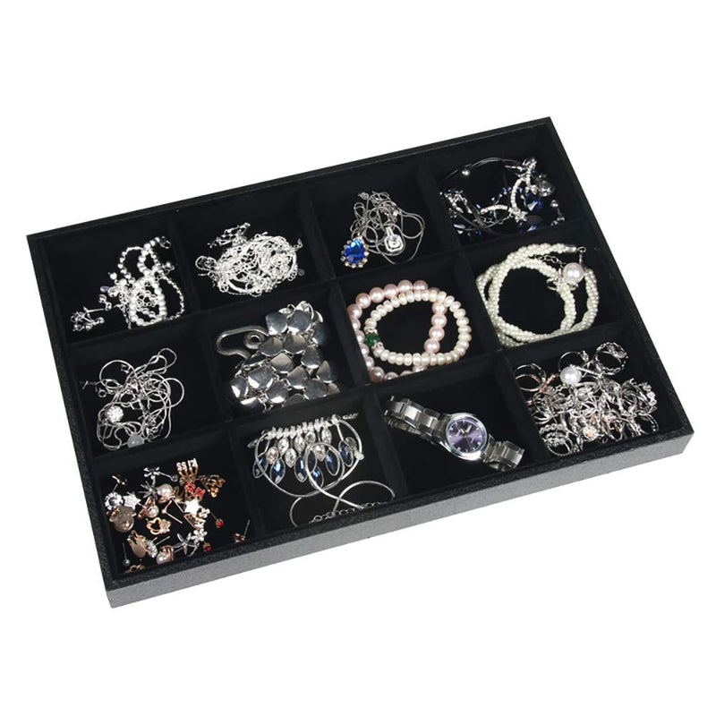 [Australia] - HOMANDA Homandan Black Velvet 12 Compartment Jewelry Display Showcase Organizer Holder for Necklace Bracelet Hair Band 