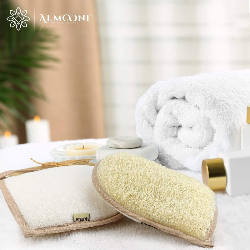 [Australia] - Premium Exfoliating Loofah Glove Pad Body Scrubber. Our Mitt Gloves are Made of Natural Egyptian Shower Loufa Sponge and Soft Cotton Materials (2 Pack) 