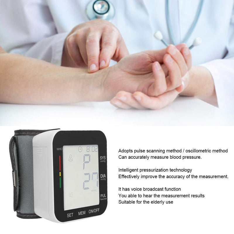 [Australia] - Wrist Blood Pressure Monitors,Digital Blood Pressure Meter With Voice Broadcast 99 Groups Of Memory Data,Professional Pulse Rate Detection Meter For Home 