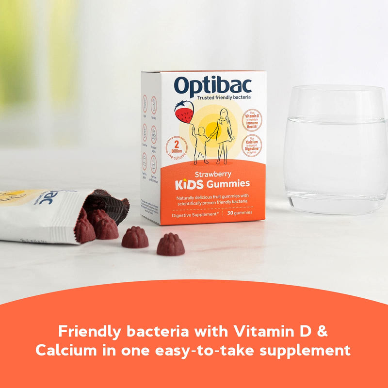 [Australia] - Optibac Kids Probiotic with Vitamin D & Calcium for Immune System Support & Gut Health and 2 Billion Bacterial Cultures - 30 Vegan Gummies 30 Count (Pack of 1) 