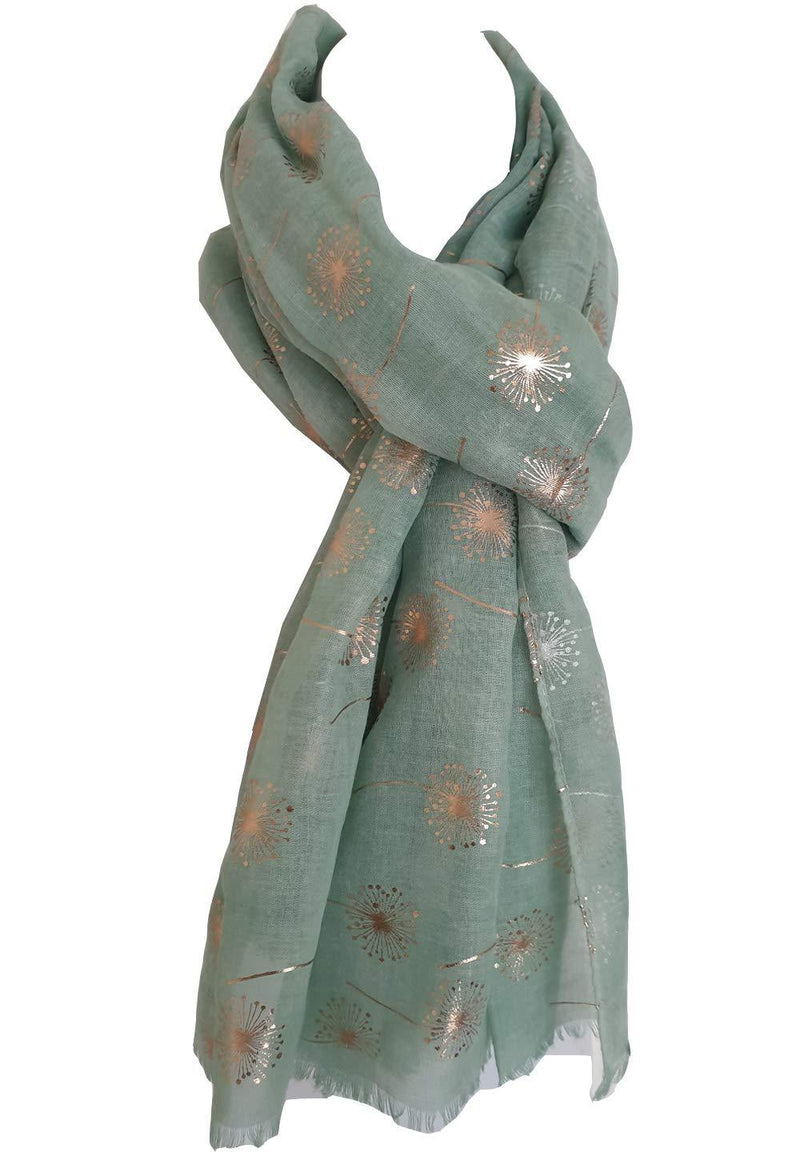 [Australia] - Dandelion Scarf Glitter Dandelions Flower Print Fashion Ladies Womens Classy Party Wrap Az4 - Mint Green 
