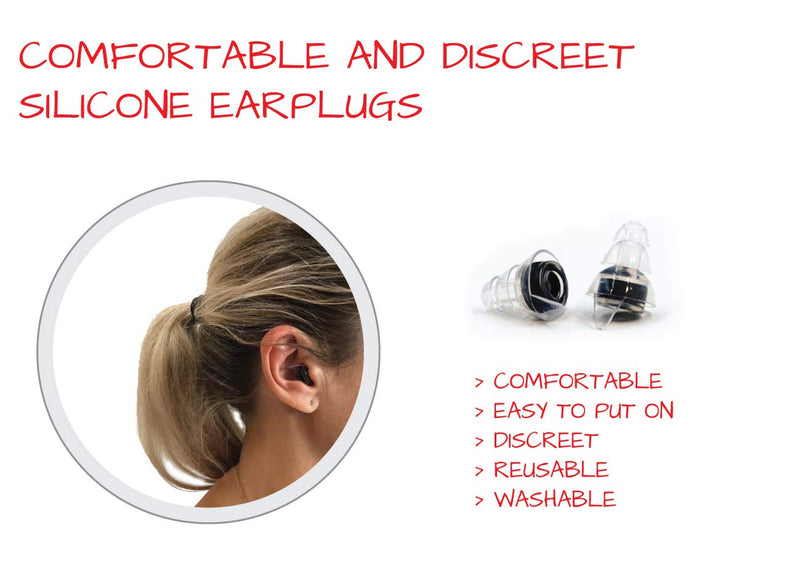 [Australia] - High-Fidelity Concert Earplugs by EarTekPro - Reusable Noise-Reduction Ear Plugs Set with Two Sizes Included - for Rave, Live Music, Festivals, Marching Bands, Loud Events, Fitness Classes 