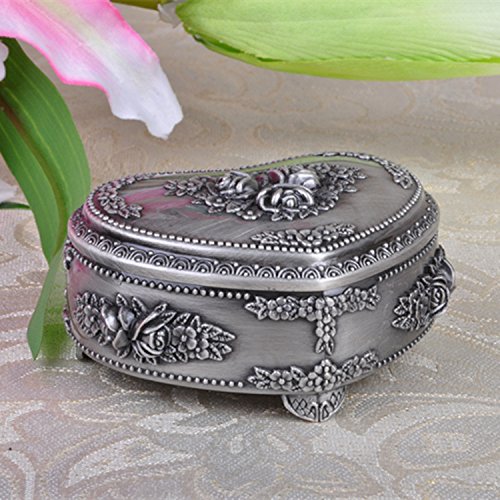 [Australia] - AVESON Classic Vintage Heart Shape Metal Jewelry Box Ring Trinket Storage Organizer Chest, Medium 