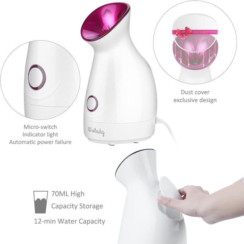 [Australia] - Facial Steamer, Wolady Nano Ionic Face Steamer for Pores with UV Light Hot Mist Moisturizing sprayer Home Sauna SPA Bonus Blackhead Extractor Kit 4 Count (Pack of 1) 
