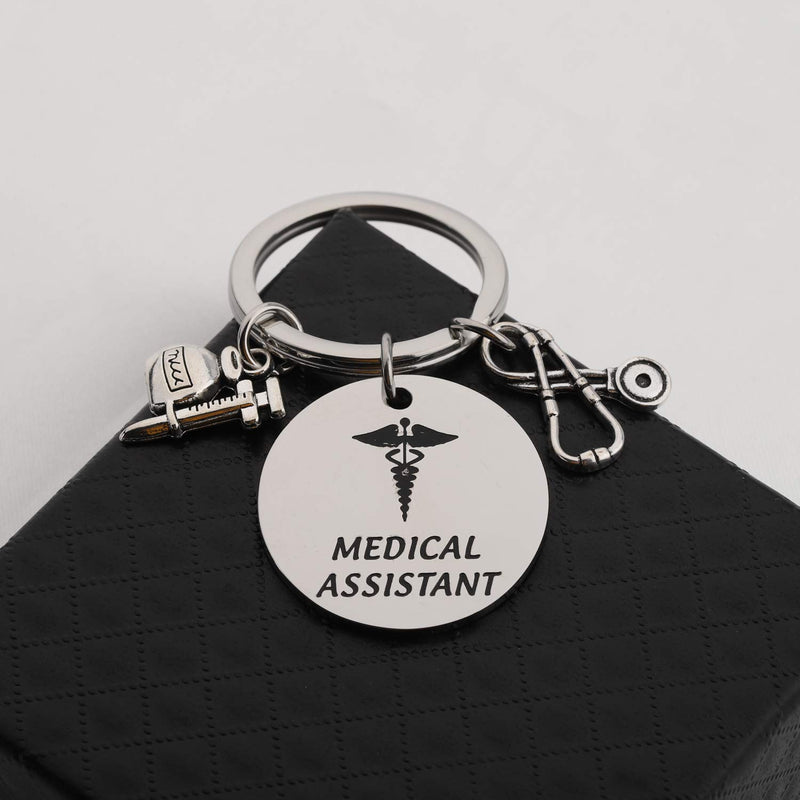 [Australia] - FUSTMW Medical Assistant Gifts MA Keychain Stethoscope Medical Assistant Students Gifts Graduation Gift MA Jewelry Medical Student Gift for Nurse silver 