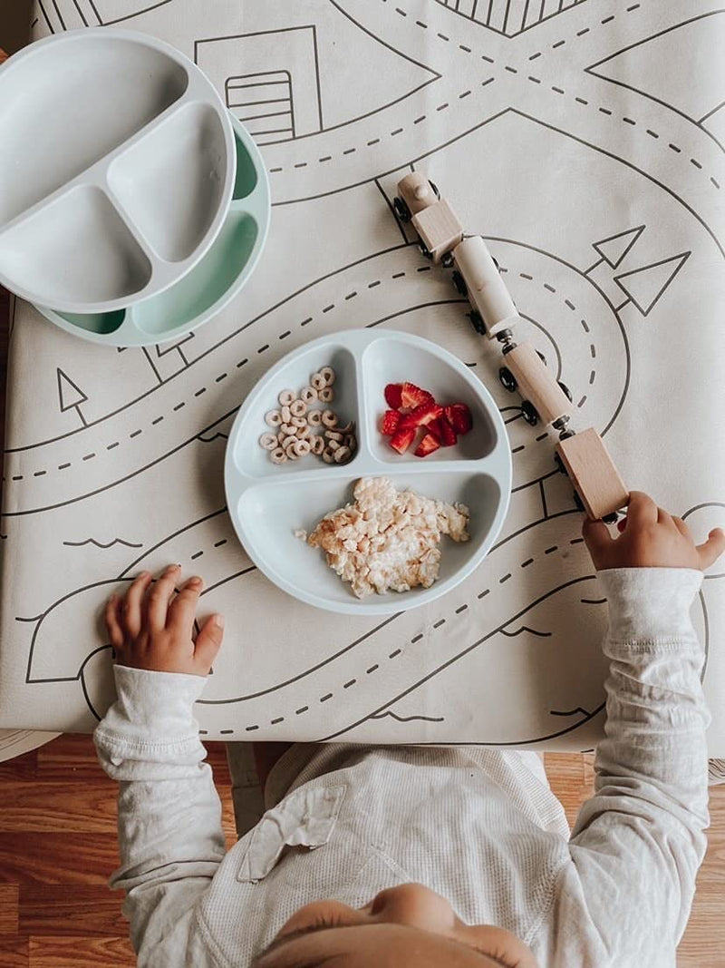 [Australia] - Ullabelle Silicone Plates for Toddlers | 3 Pc Set | Skid Proof & Unbreakable | Divided Baby Plates | BPA Free, Non-Toxic | Dishwasher & Microwave Friendly | Kids Plates with Dividers (Blue) Blue 