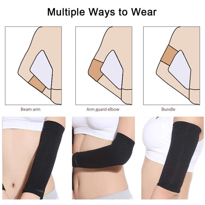 [Australia] - 2 Pairs Arm Slimming Shaper Arm Compression Sunscreen Wrap Sleeve for Women Weight Loss Upper Arm Shaper Helps Lose Arm Fat Toneup Arm Shaping Sleeves for Beauty Women 