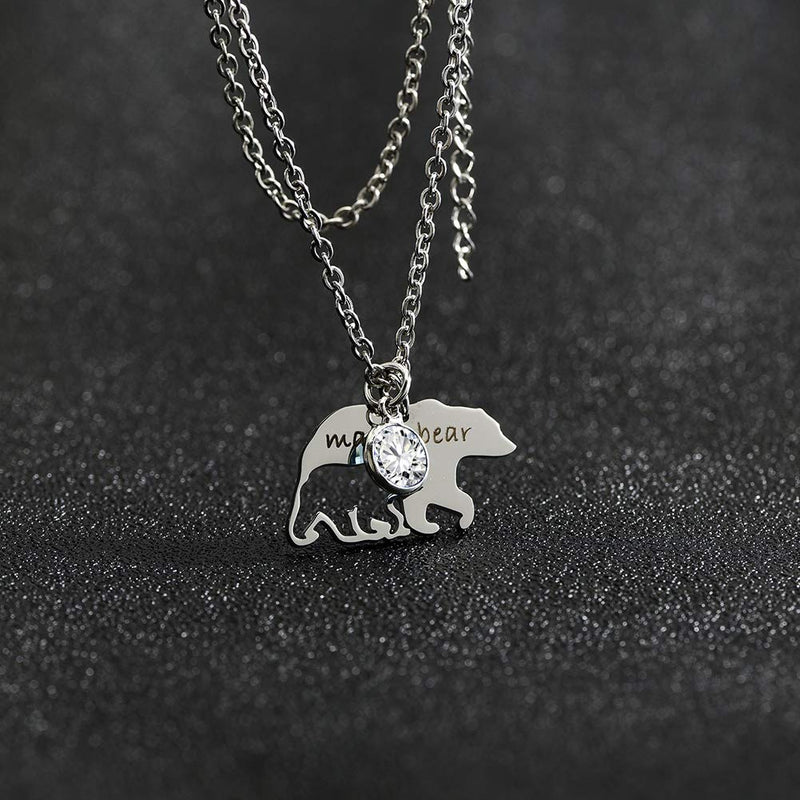 [Australia] - BlinkingSoul Mama Bear Necklaces Pendant Birthstone Jewelry for Women Girls April-birthstone 