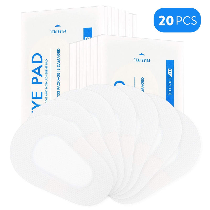 [Australia] - Lurrose 20 Pcs Sterile Nonwoven Eye Pads Self-adhesive Sterile Eye Patch Self Adhesive Wound Dressings for Adults 