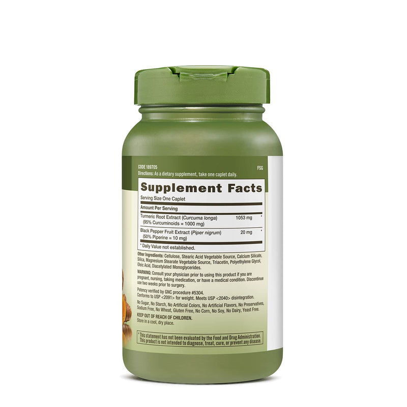 [Australia] - GNC Herbal Plus Turmeric Curcumin 1000mg Extra Strength, 120 Caplets, Provides Antioxidant Support 