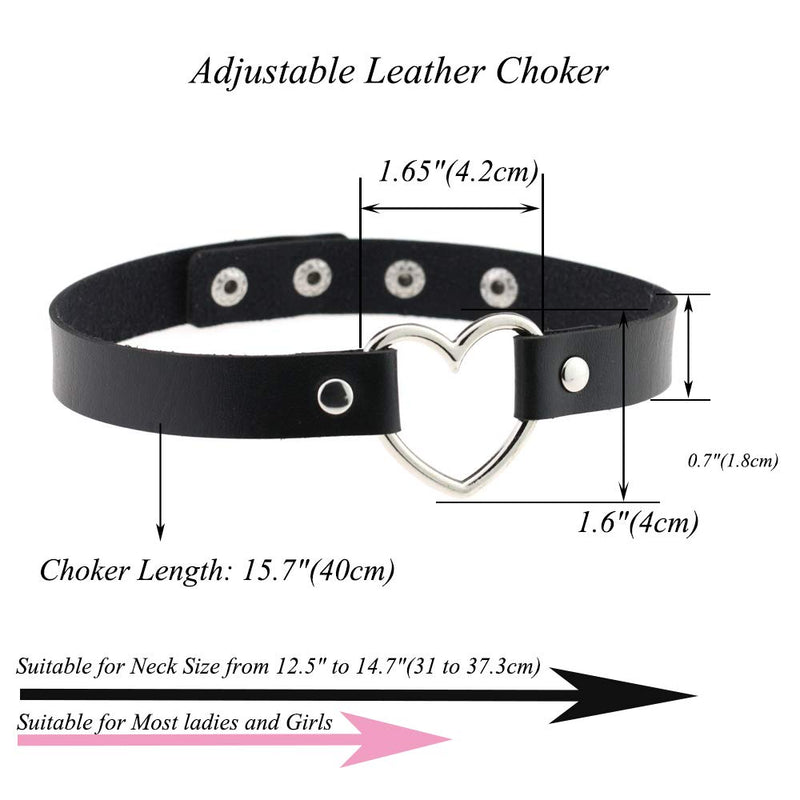 [Australia] - ETHOON Love Heart Adjustable Leather Choker Punk PU Necklace Goth Choker Soft Collar Chain for Women Girls P4-Heart-Black Pink Purple Red 