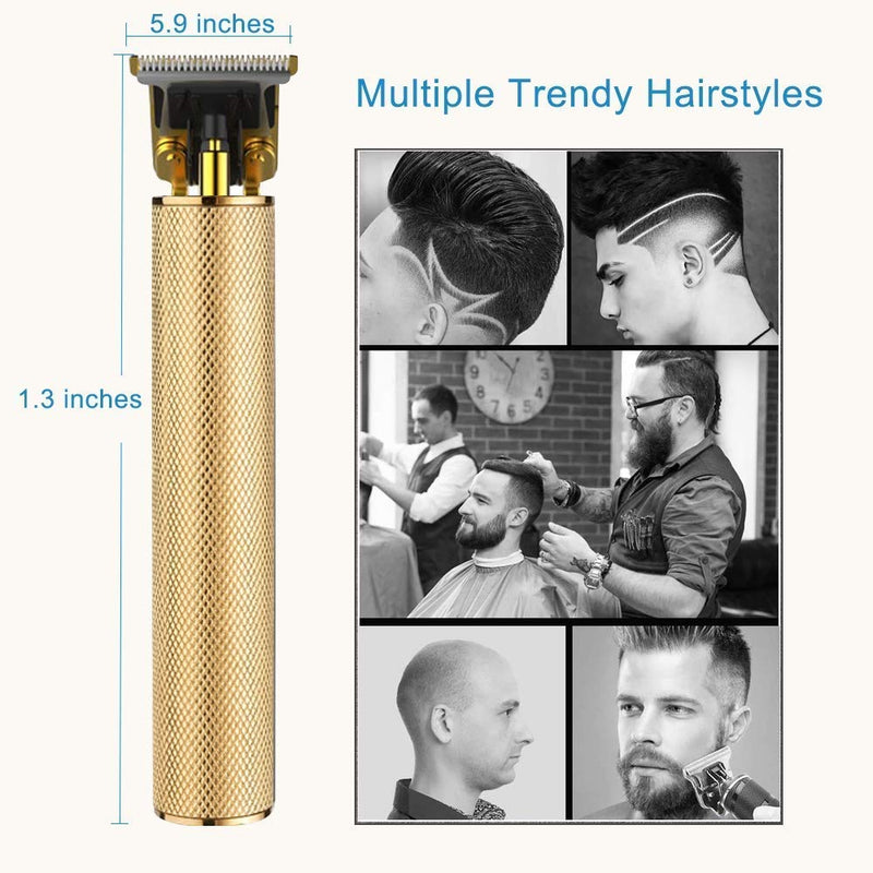 [Australia] - Hair Clippers for Men, Electric Pro Li Grooming Rechargeable Cordless Close Cutting T-Blade Trimmer for Men 1.5/3/6/9 mm Baldheaded Hair Clippers Zero Gapped Detail Beard Shaver (Gold) Gold 