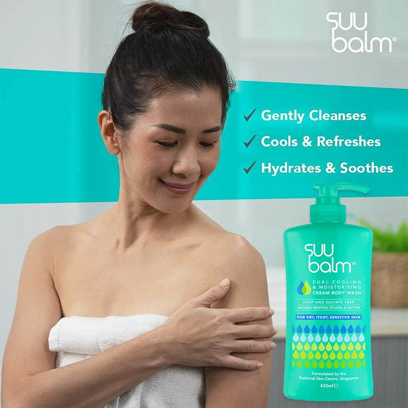 [Australia] - Suu Balm - Cooling & Itch Relief Menthol Moisturising Cream Body Wash - Eczema, Psoriasis, Dry, Sensitive Skin Treatment (420ml)‚Ä¶ 420ml 
