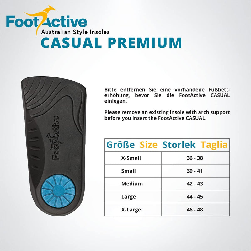 [Australia] - FootActive CASUAL - 3/4 Length insole for heel pain, heelspurs, plantar fasciitis, knee and back pain 11-13 