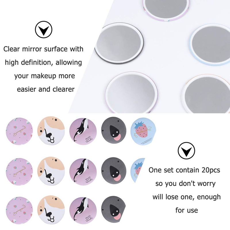 [Australia] - FRCOLOR 20pcs Compact Mirror Bulk Mini Hand Mirror Round Makeup Glass Mirror For Purse Pocket 