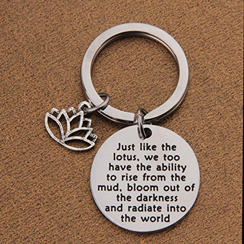 [Australia] - QIIER Lotus Keychain Yoga Karma Inspirational Keychain Best Friend Gift Yoga Lovers Gift silver 