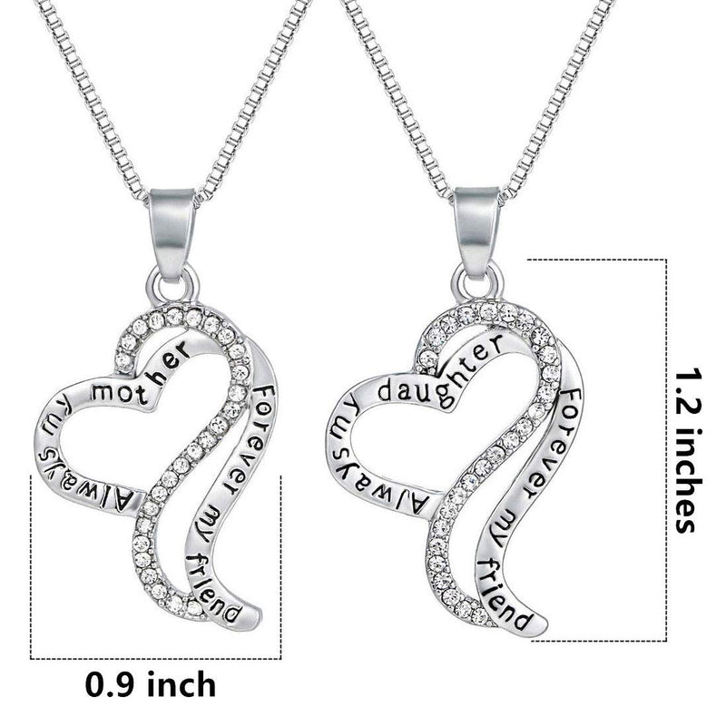 [Australia] - CULOVITY Womens Girls Mother Daughter Necklaces - Always My Mother Forever My Friend Eternal Love Pendant Jewelry Silver-Tone 2Pcs Mother Daughter 