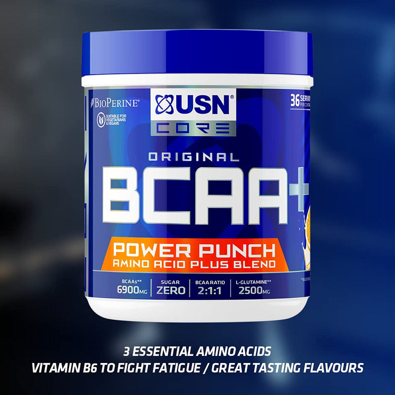 [Australia] - USN BCAA Power Punch Tangerine 400g: Refreshing BCAA Powder, Intra Workout Drink with Vitamin B6 and Amino Acids 