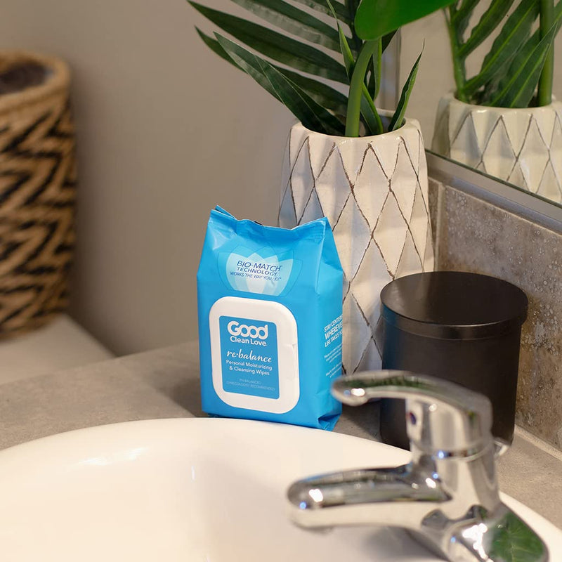 [Australia] - Good Clean Love Rebalance Personal Moisturizing & Cleansing Wipes, Naturally Reduces Odor & Supports Vaginal Health, pH-Balanced Feminine Hygiene Product, 30 Wipes 