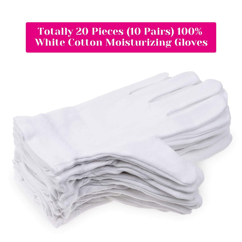[Australia] - 100% Cotton Gloves for Dry Hands Eczema, Selizo 10 Pairs White Cotton Gloves for Women Dry Hands Moisturizing Cosmetic Sensitive Irritated Skin Spa 