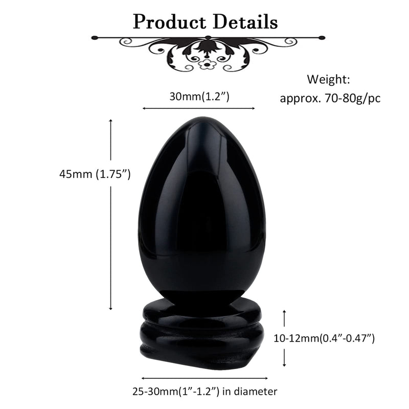 [Australia] - Nupuyai Crystal Egg with Stand for Home Decoration,Carved Polished Stone for Reiki Chakra Healing Obsidian #4-black/Obsidian 