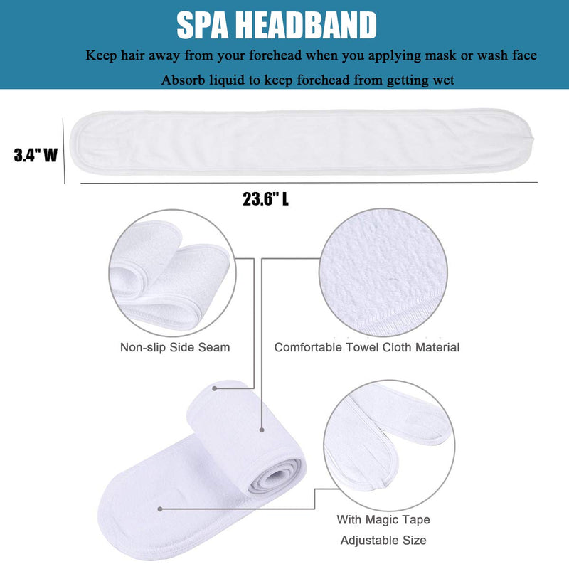 [Australia] - Facial Brush,6 Pcs Soft Fiber Face Brushes Mud Applicator Clear Handle With 2 Pieces White Spa Headband for Face Wash Applying Lotion,Eye Peel Makeup Tools,Silver 6 Silver 