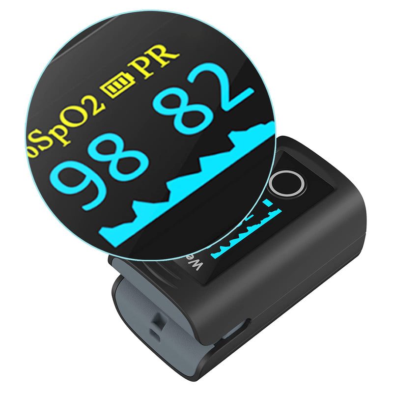 [Australia] - Wellue Fingertip Pulse Oximeter PC-60F, Blood Oxygen Saturation Monitor with Batteries, Carry Bag & Lanyard for Wellness Use 