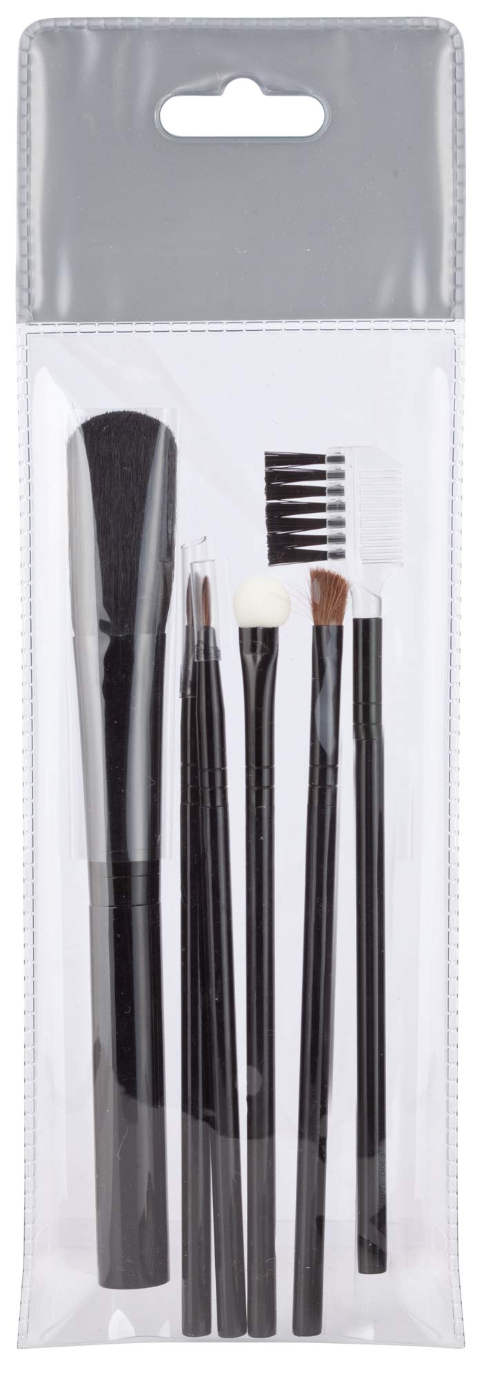 [Australia] - 6-Piece Cosmetic Makeup Brush Set and Travel Pouch, Includes Powder Brush, Eye Applicator, Lip Brush, Lash Comb, Eye Shadow Brush, and Eyeliner Brush 