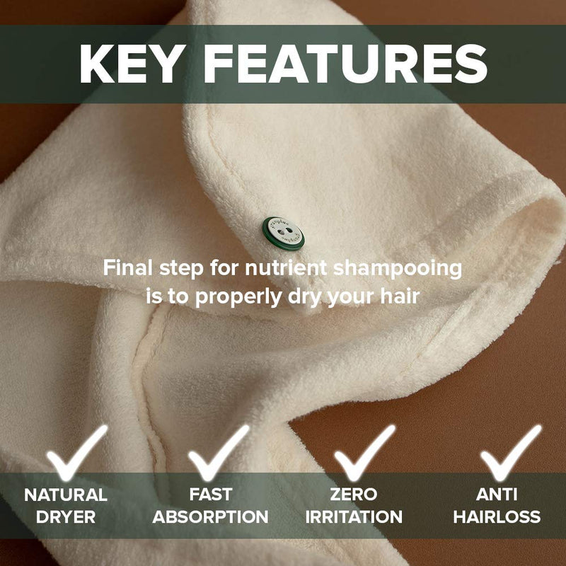 [Australia] - Grunplus Hair Towel Wrap – Premium Cotton Hair Towel – Highly-Absorbent Cotton Hair Towel – Quick and Easy Dry Hair Wrap – Anti-Frizz Hair Drying Towel – Towel Turban for All Types of Hair 