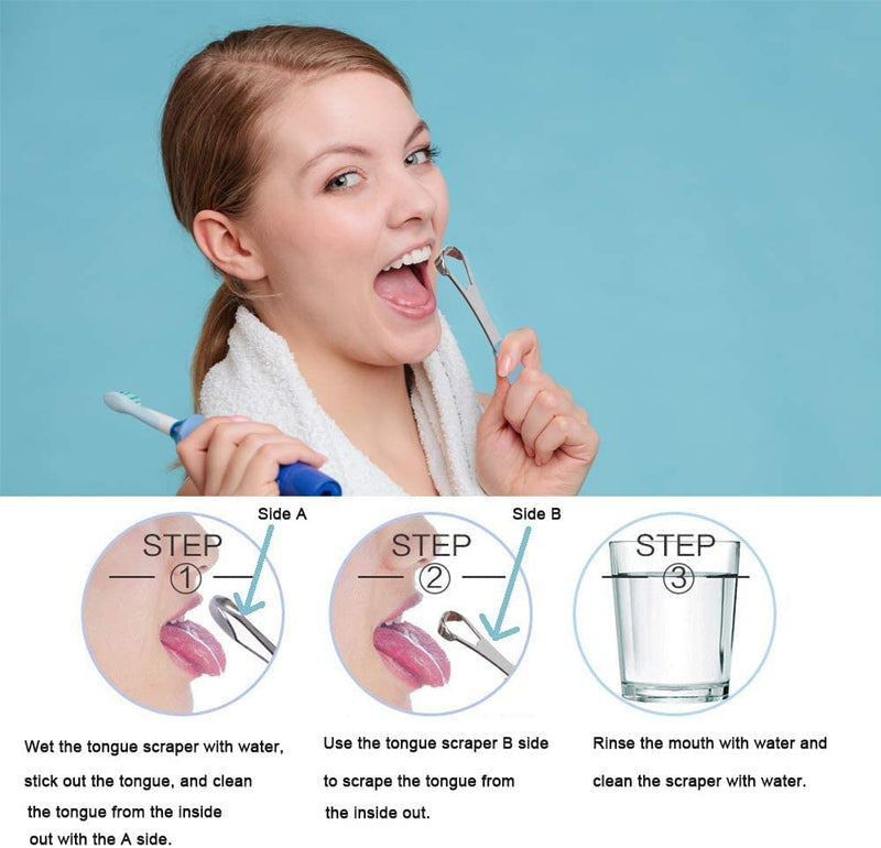 [Australia] - Tongue Scraper Cleaner for Adults & Kids, Medical Grade Stainless Steel Tongue Brush Set,Oral Self Care, for Fresh Breath Dental Eliminate Bad Breath in Seconds (2 pcs) 