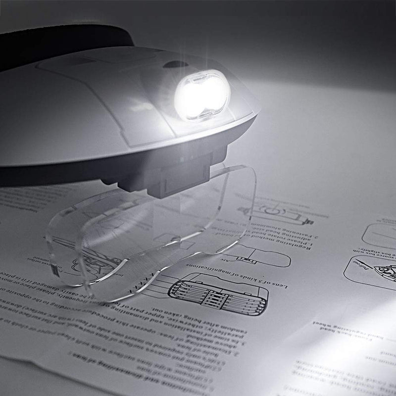 [Australia] - AZFUNN 1X to 6X Headband Magnifier, Head Mount Magnifying Glass with LED Light for Close Work Jewelers Loupe Eyelash Extensions Watch Repair 