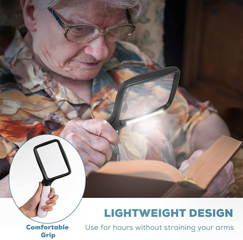 [Australia] - WJINNG Folding Magnifying Glass with Light, Large Hand Magnifying Glass Handheld Folding Reading Magnifier 3X Magnification with 5 Dimmable LEDs Ideal for Reading Small Prints, Book 
