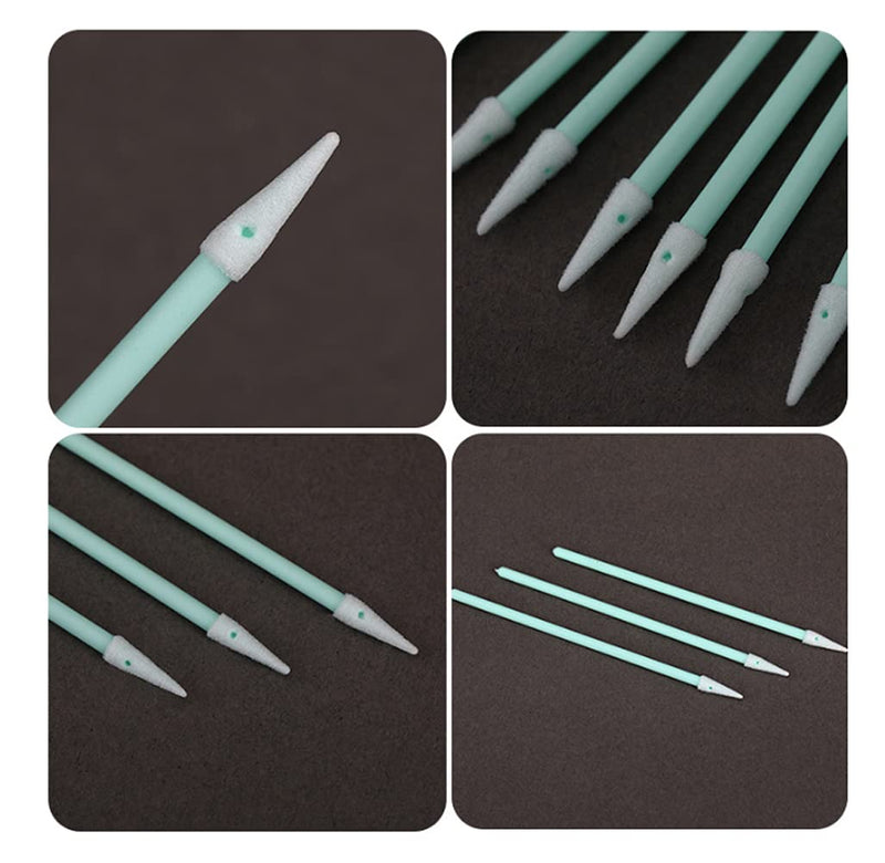 [Australia] - 100 PCS Green High-density Foam Cleaning Swab Sticks Lint Free Pointed Sponge Tip Swab for Small Hole and Hard-to-Reach Area 