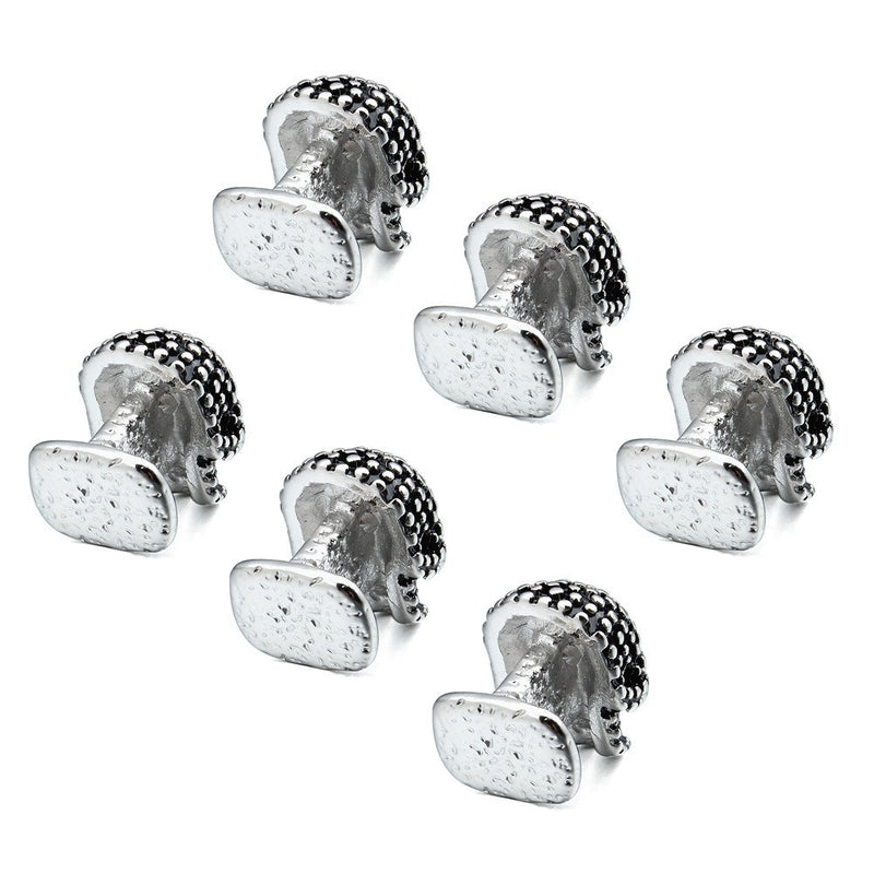 [Australia] - HAWSON Skull Black Cufflinks and Dress Shirt Studs Set for Tuxedo Party Accessories Gift Small 6-Silver 
