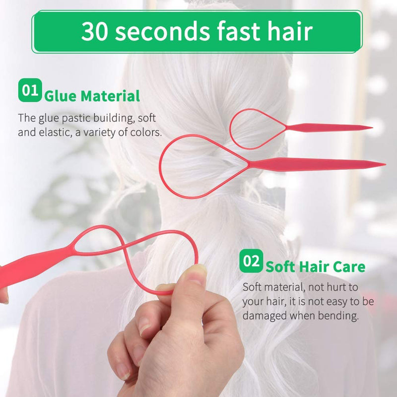 [Australia] - Topsy Tail Hair Tool,MORGLES 8pcs Hair Braiding Tool Topsy Tail Loop French Braid Loop Tool Topsy Tail Kit, 4 Colors 