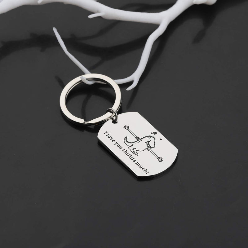 [Australia] - Gzrlyf T-rex Keychain I Love You Thiiiiis Much Funny Dinosaur Gifts for Couples Parents Dinosaur Lover 