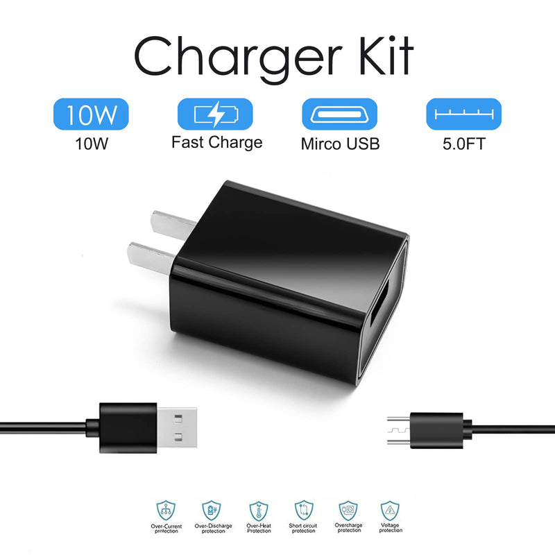 [Australia] - Fast Wall Charger and 5ft Micro USB Charging Cable Cord Compatible for Square Contactless and Chip Reader (Black) 