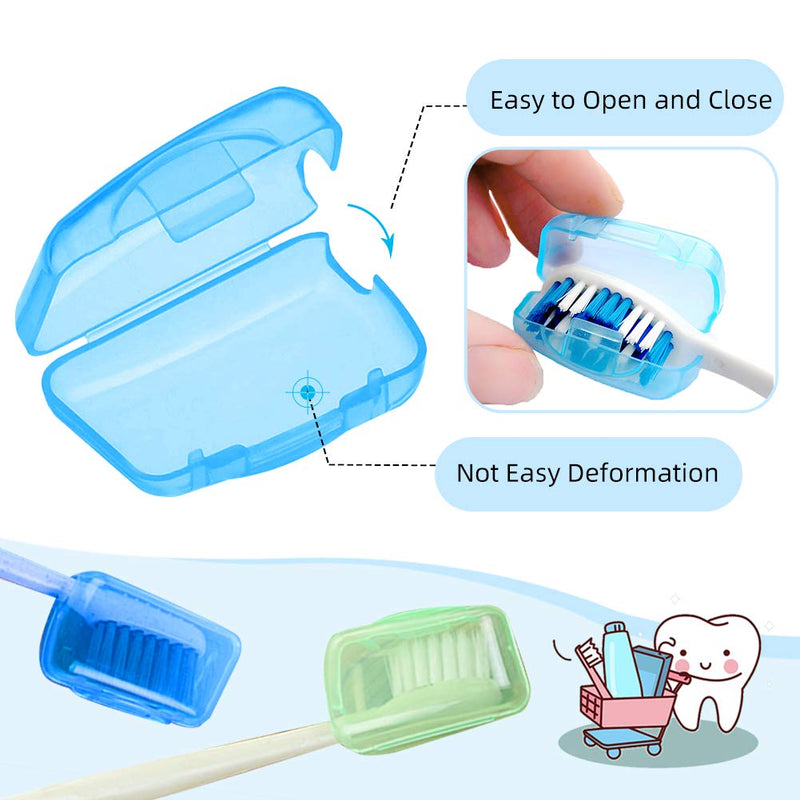 [Australia] - 5 Pieces Toothbrush Cover, Travel Portable Toothbrush Head Covers Case Holder Clip Blue/Pink/Yellow/Green/Clear Toothbrush Cover Set, Anti-Dust PP Toothbrush Protector Cap for Camping Family School 