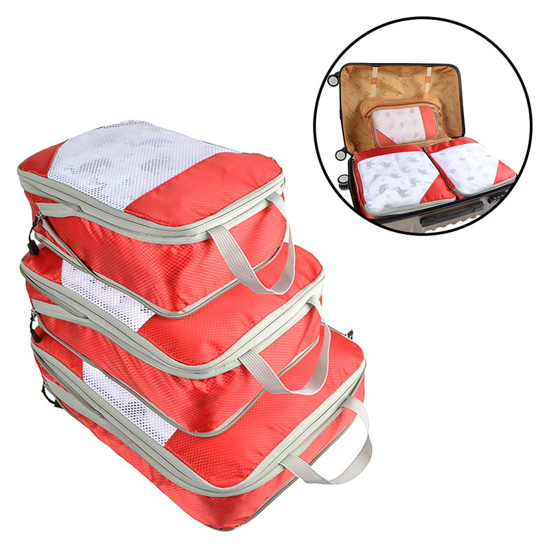 [Australia] - Travel Packing Bag, 3pcs/set Mesh Storage Bag With Handle Travel Packing Cube For Suitcase Camping, Travel Bag Organiser for Luggage/Backpack 