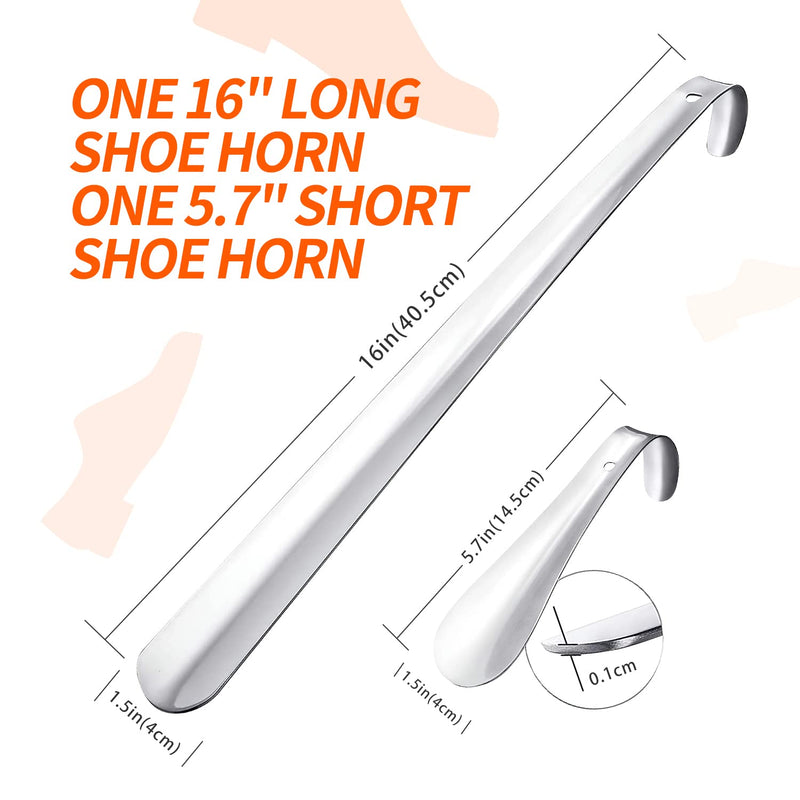 [Australia] - Extra long handle shoe horn Retractable shoe horn Portable shoe horn Suitable for men women elderly pregnant women Silver 