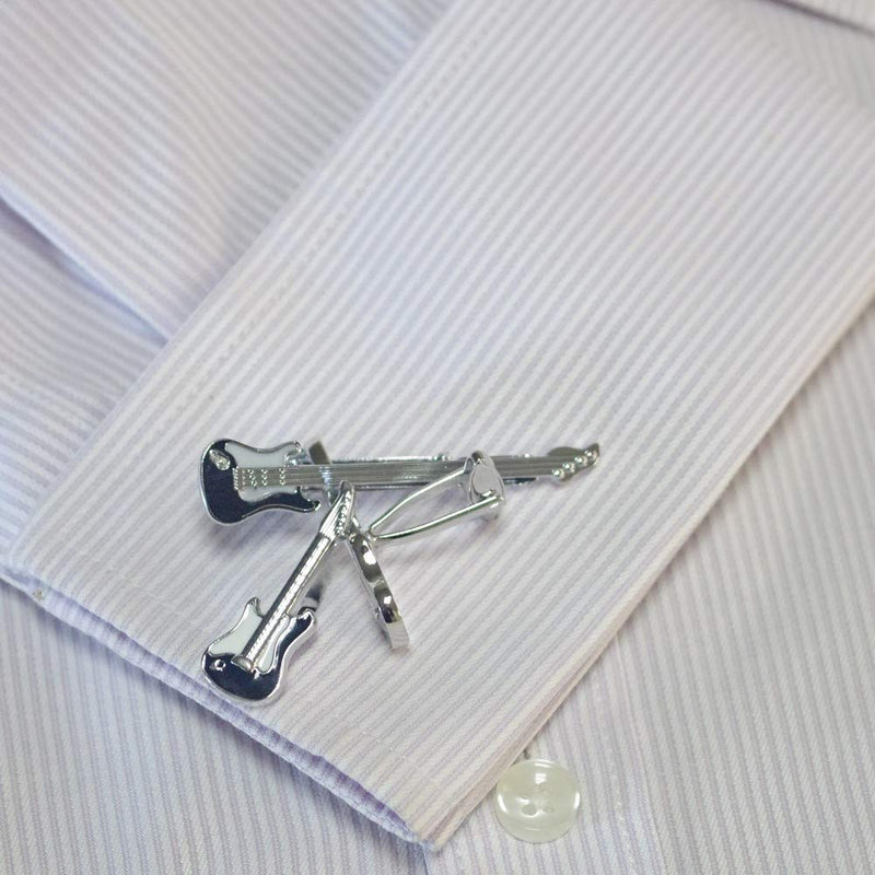 [Australia] - Salutto Men's Cufflink and Tie Clip Tie Bar Set Fashion Special Shape Guitar 