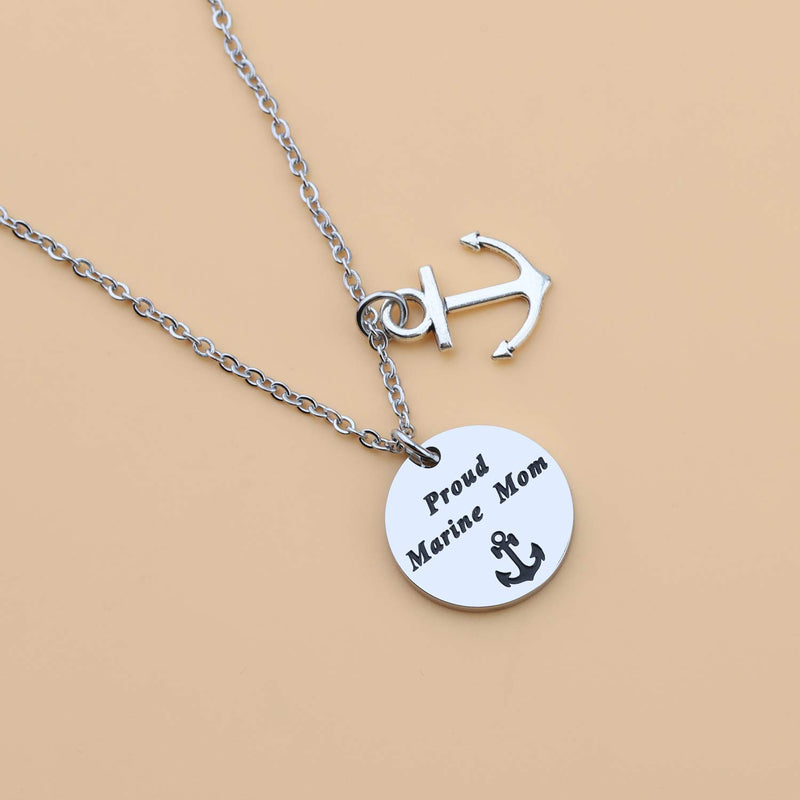 [Australia] - LQRI Marine Corps Mom Gift Proud Marine Mom Necklace with Anchor Charm USMC Mom Jewelry Military Mom Jewelry Gift for Marine Mom 