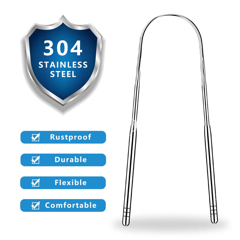 [Australia] - Artcut Tongue Scraper, 2 Pack Toungescraper U-Shaped Design, Stainless Steel Tongue Cleaner for Oral Health & Hygiene, Tongue Scrapers for Adults 