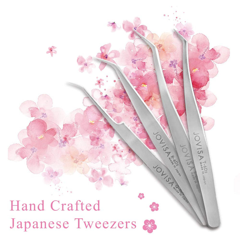 [Australia] - JOVISA Made In Japan Eyelash Extension Tweezers for Mega Volume And 3D 6D Mink Eyelash, SUS 304 Stainless Steel Straight Angled Tip False Eyelash Extension Supplies (R-6Ds) R-6DS 