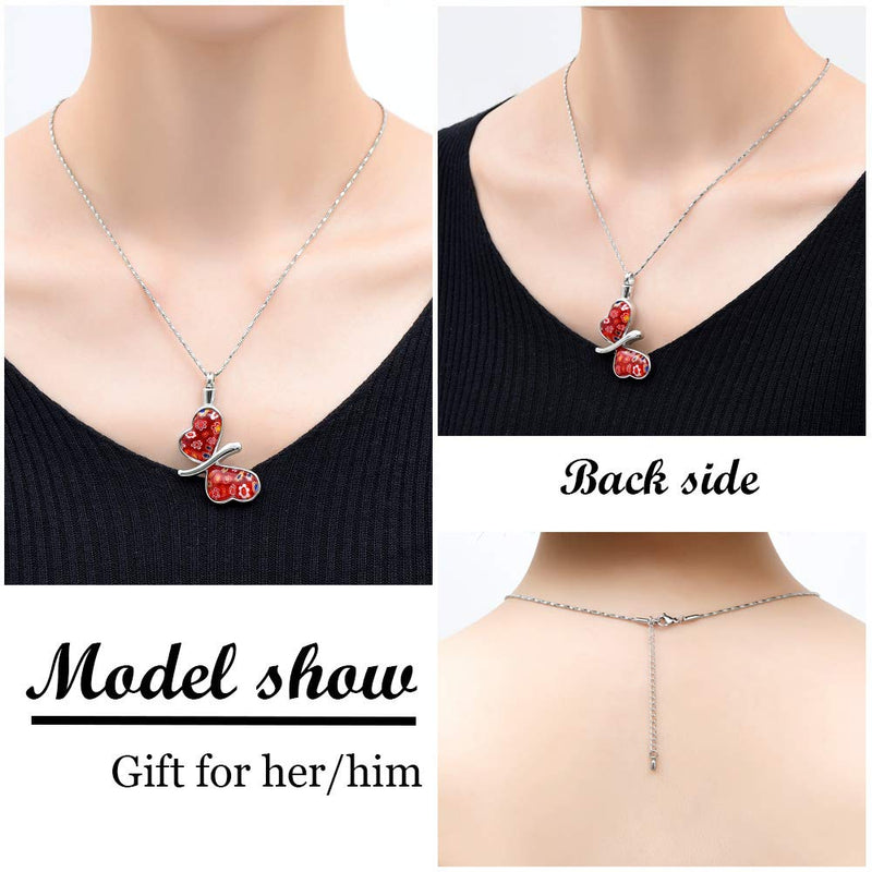 [Australia] - Yinplsmemory Cremation Jewelry Butterfly Urn Necklace for Ashes for Women Ashes Keepsake Memorial Jewelry for Human/Pet Ashes Red a 