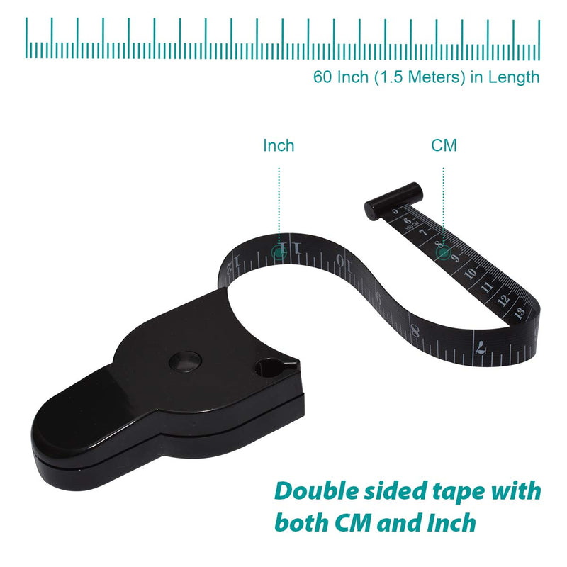 [Australia] - Body Tape Measure for Body Measuring Body Fat Measurement Tool for Weight Loss 60 Inch 150 cm (Black) 